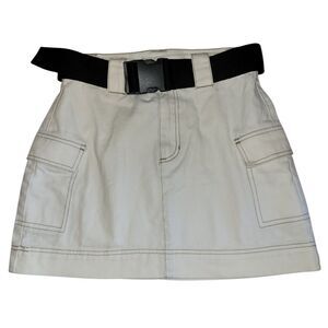 PacSun Cream Mini Skirt with Black Belt